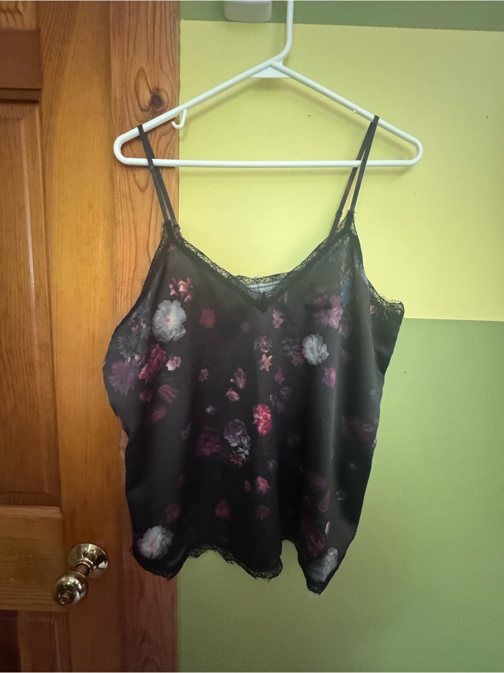 Chelsea28 Black Floral Satin Lace Cami